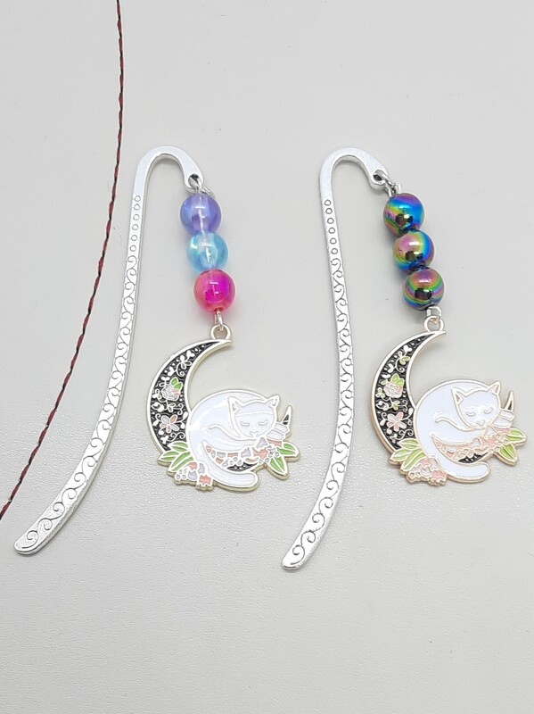 Cat Moon Bookmark Black or Rainbow