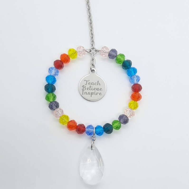 Teacher Rainbow Sun Catcher Teach Believe Inspire