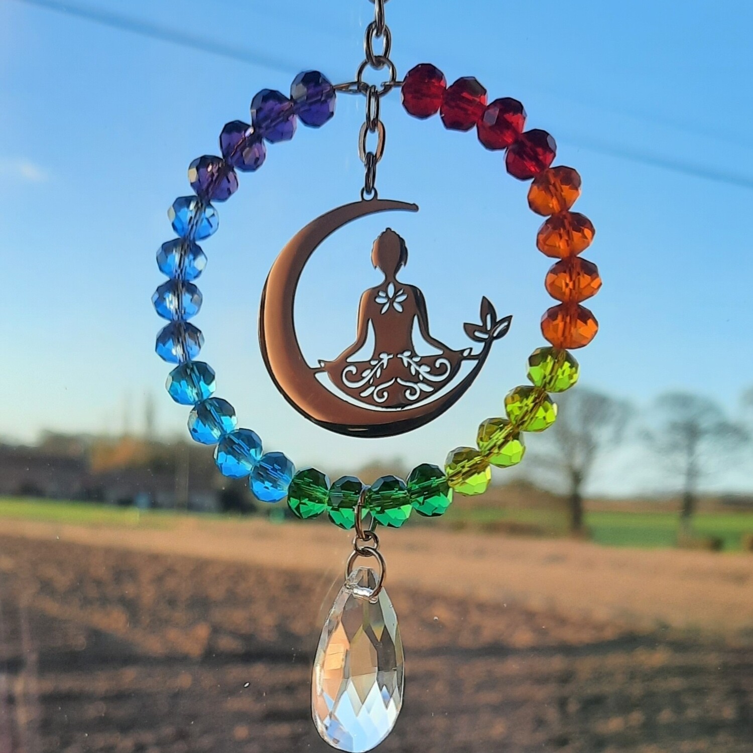 Chakra Buddha Round Sun Catcher 2 Sizes Available
