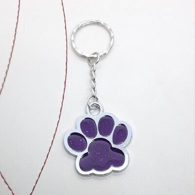 Paw Print Keyring Purple Dog Cat Large