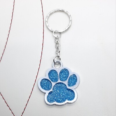 Paw Print Keyring Blue Dog Cat Large