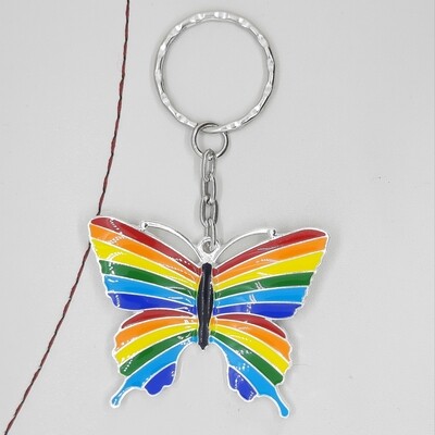 Rainbow Butterfly Enamel Keyring