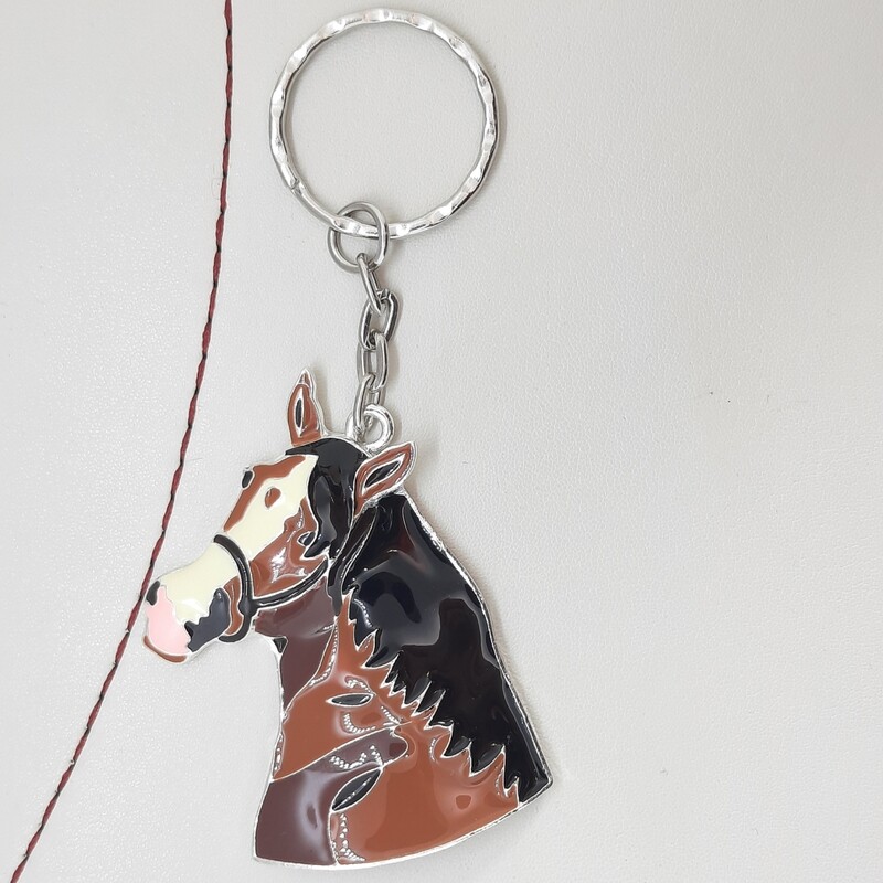 Horse Enamel Keyring Black Mane
