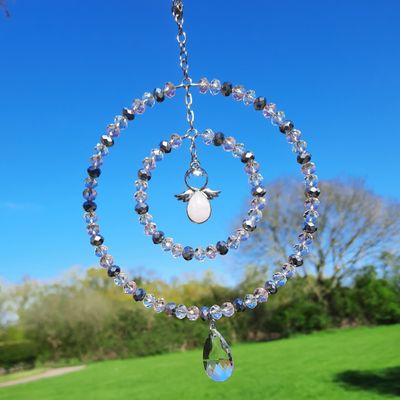 Angel Sun Catcher, Rose Quartz, Handmade 2 Sizes Available
