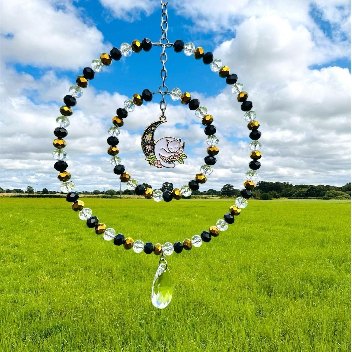 Cat Moon Round Sun Catcher 2 Sizes Available