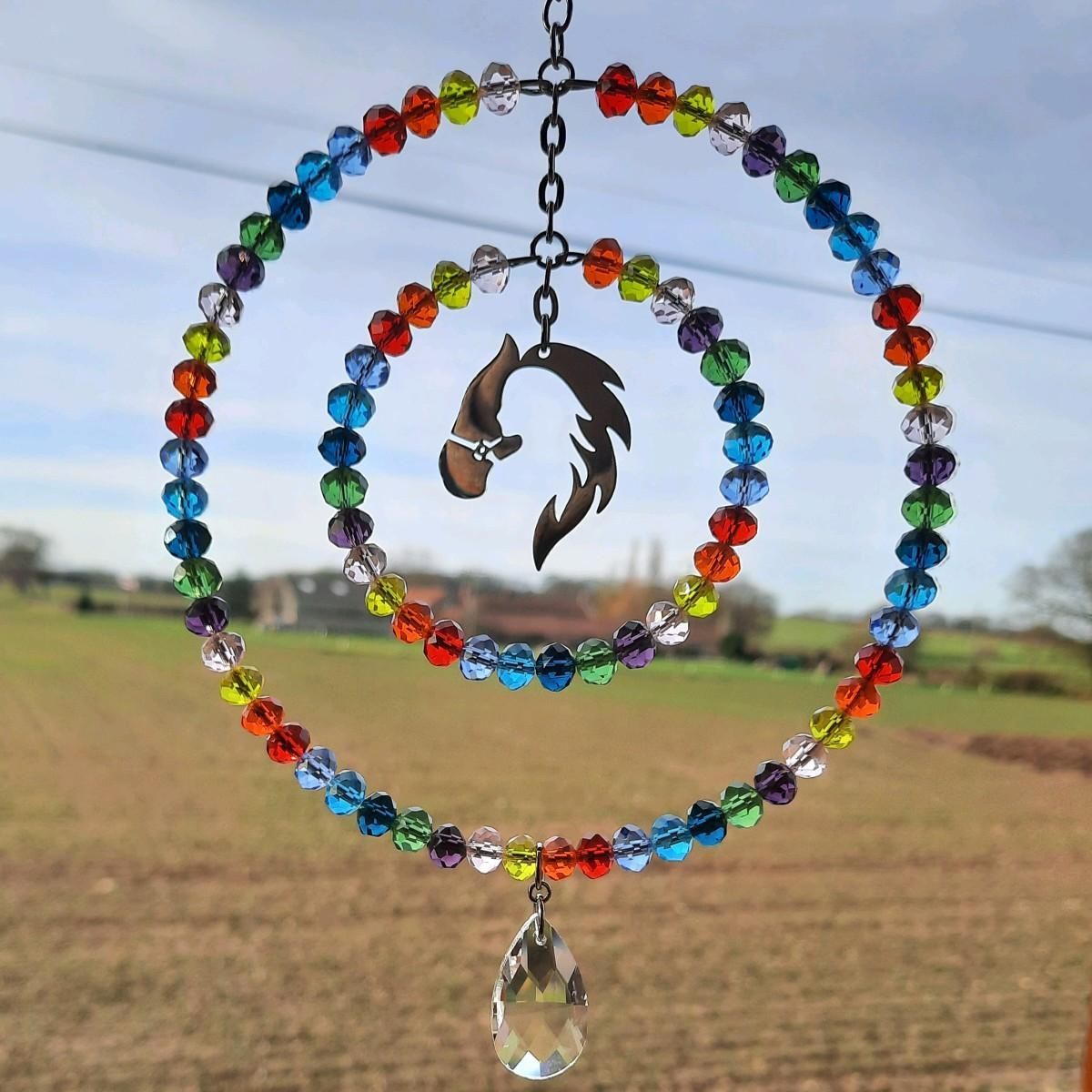 Horse and Rider Round Sun Catcher 2 Sizes Available