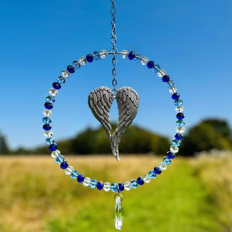 Angel Wings Wing Sun Catcher Handmade Blue