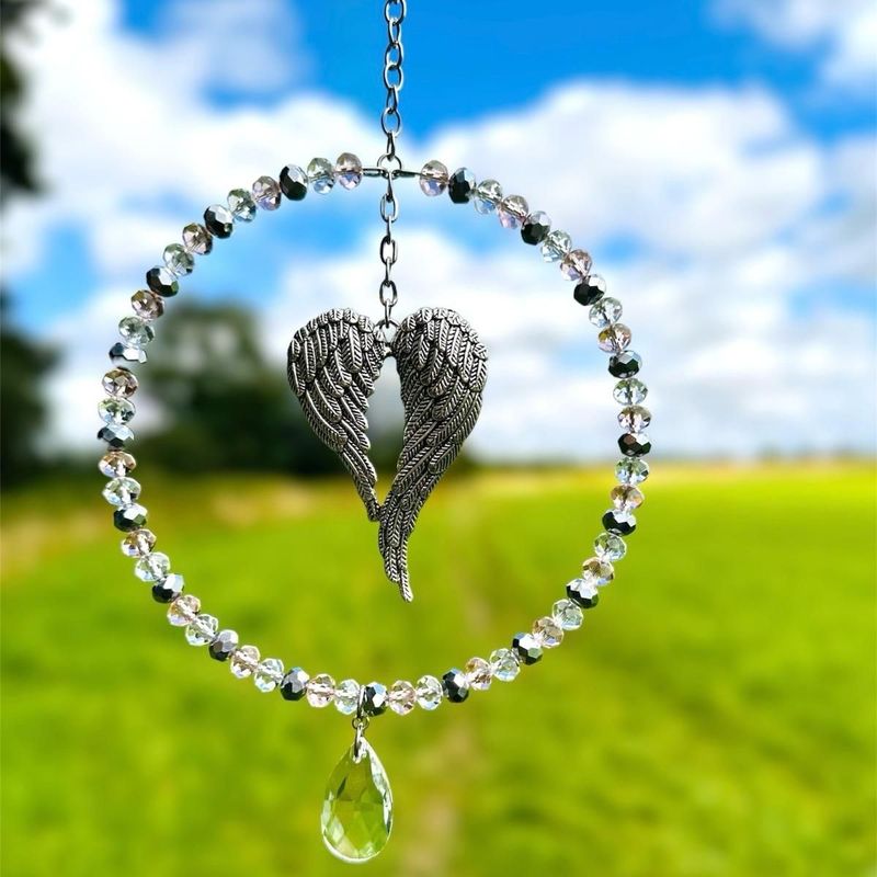 Angel Wings Wing Sun Catcher Handmade Pink