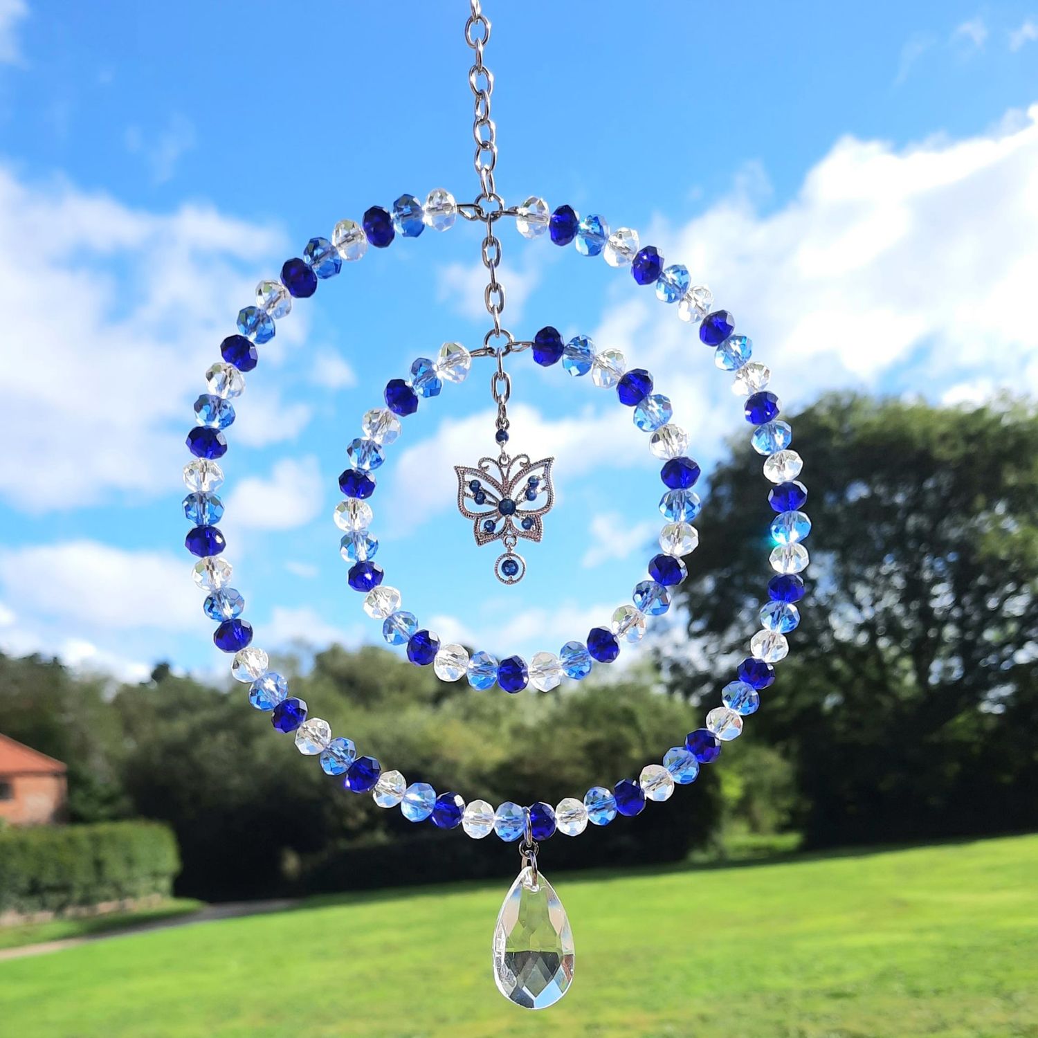 Butterfly Sun Catcher Blue. Handmade. 2 Sizes Available