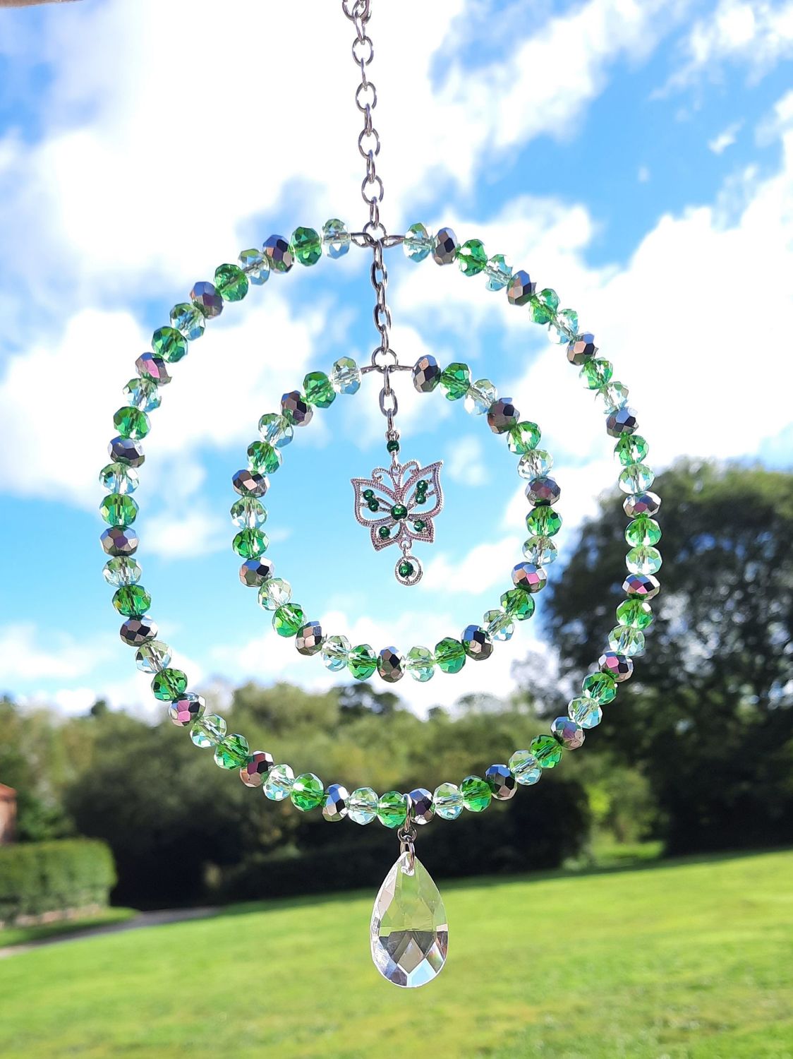 Butterfly Sun Catcher Green. Handmade. 2 Sizes Available