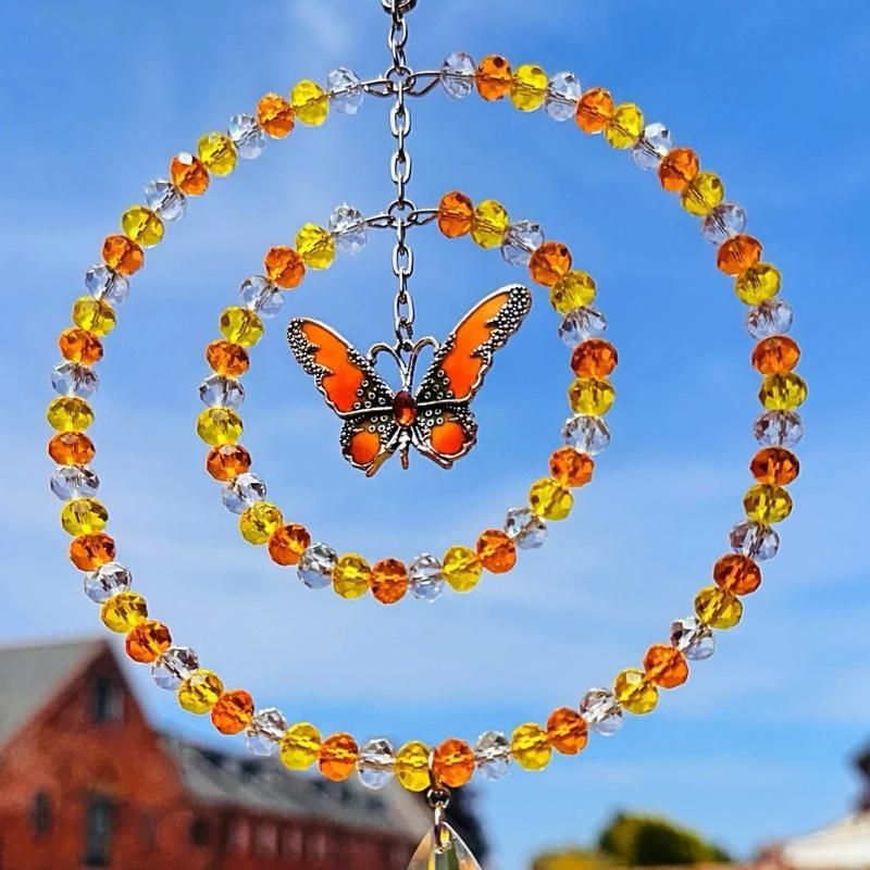 Orange Butterfly Sun Catcher  Available In Two Sizes