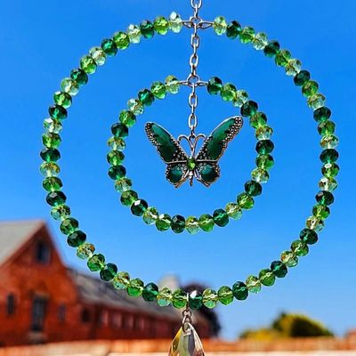 Dark Green Butterfly Sun Catcher  Available In Two Sizes