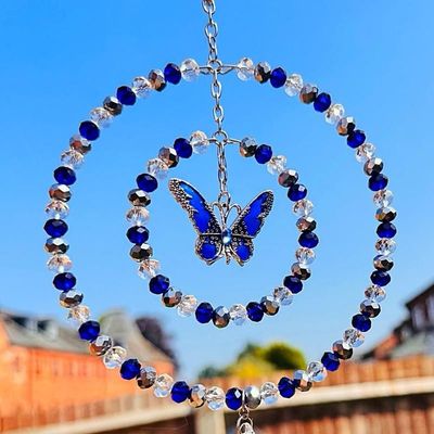 Blue Butterfly Sun Catcher  Available In Two Sizes