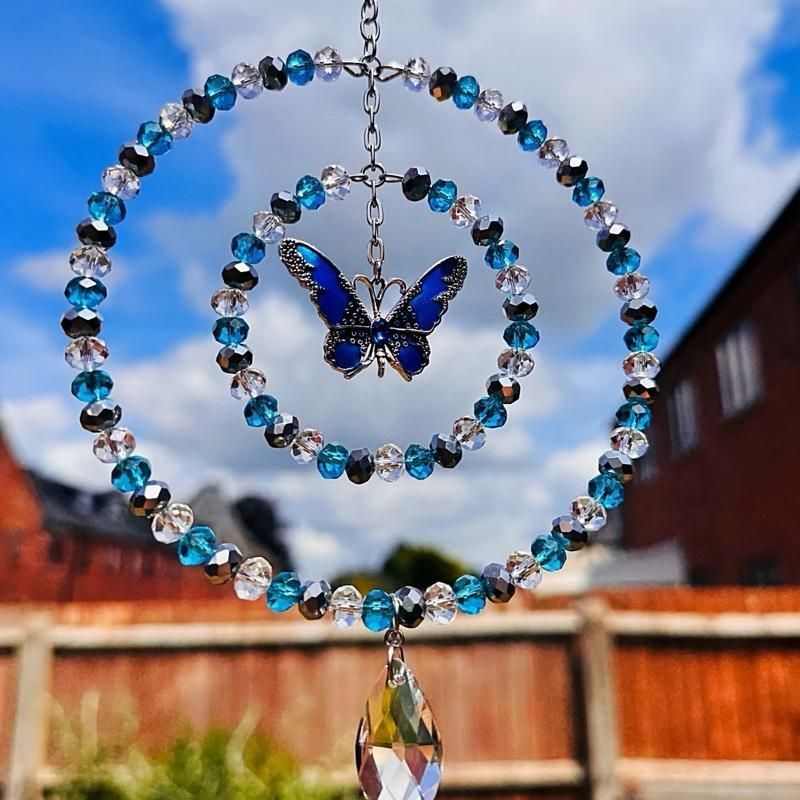 Aqua Blue Butterfly Sun Catcher Available in two sizes Aqua Blue Butterfly Sun Catcher Available in two sizes