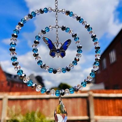 Aqua Blue Butterfly Sun Catcher Available in two sizes Aqua Blue Butterfly Sun Catcher Available in two sizes