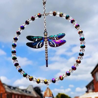 Iridescent-Oil Effect-Dragonfly Sun Catcher
