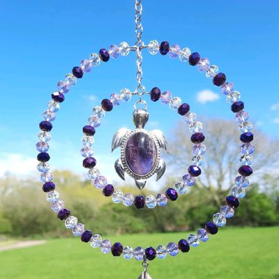 Amethyst Turtle Sun Catcher Natural Crystal Available In Two Sizes