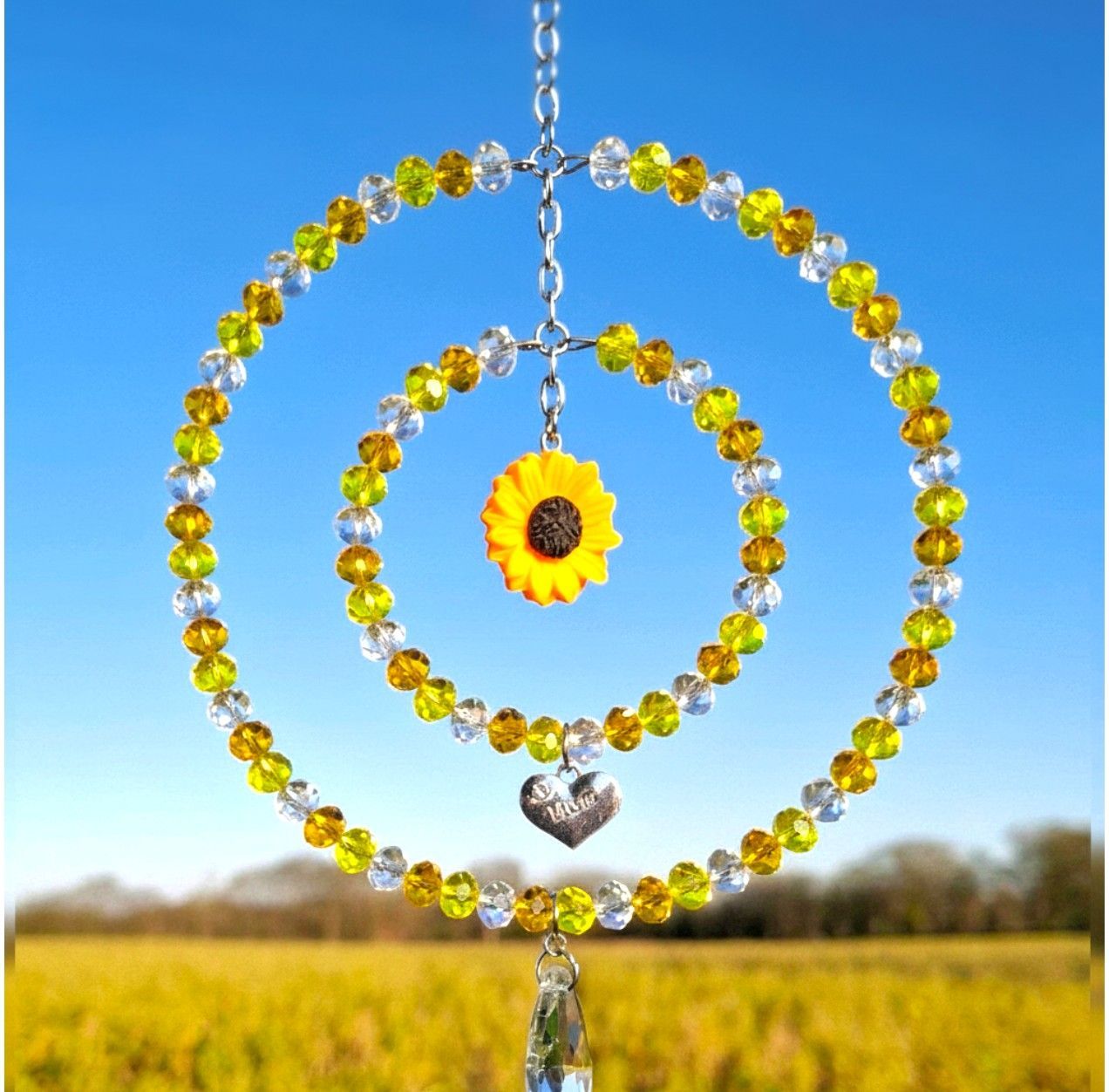 Mothers Day Sunflower Sun Catcher With Your Choice Of Heart