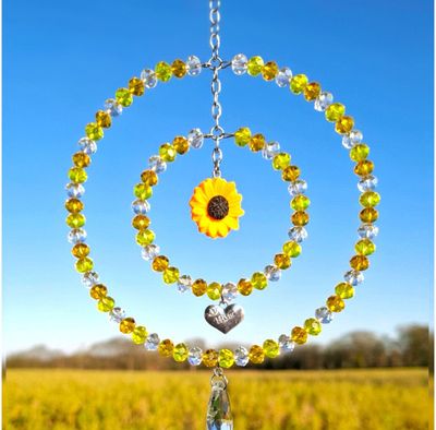 Mothers Day Sunflower Sun Catcher With Your Choice Of Heart