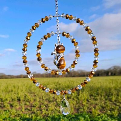 Tigers Eye Cat Sun Catcher Natural Crystal Available In Two Sizes