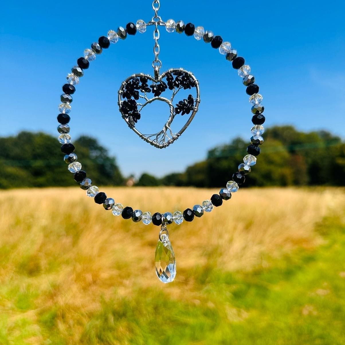 Black Obsidian Heart Tree Of Life Sun Catcher