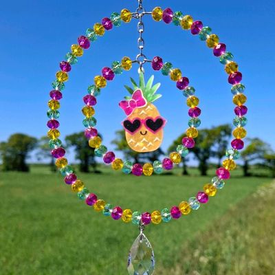 Pink Pineapple Sun Catcher Available In Two Sizes