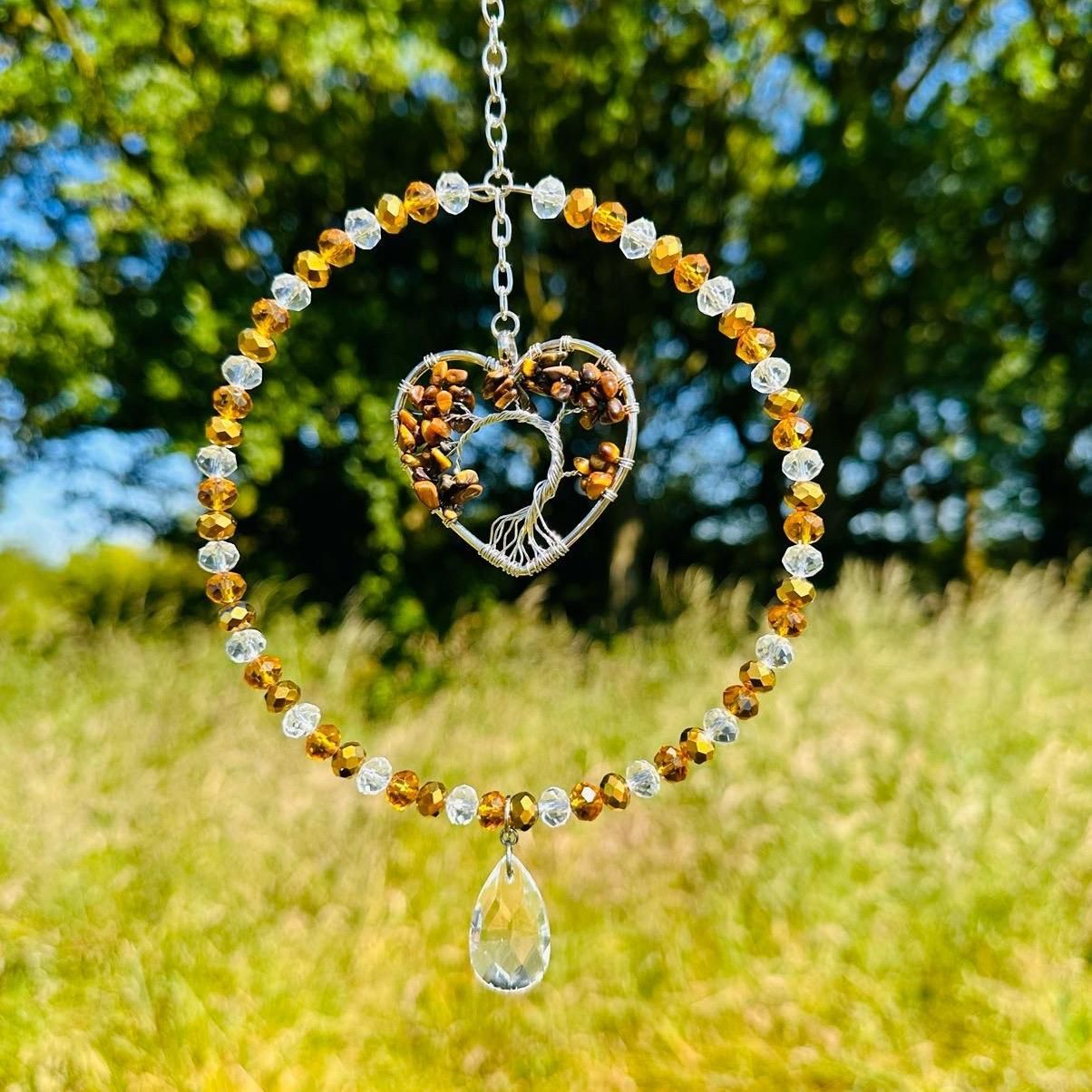 Tigers Eye Tree Of Life Sun Catcher Available In Heart Or Round Tigers Eye Tree Of Life Sun Catcher Available In Heart Or Round