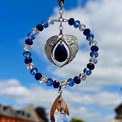 Lapis Lazuli Angel Wing Sun Catcher  Available In Two Sizes