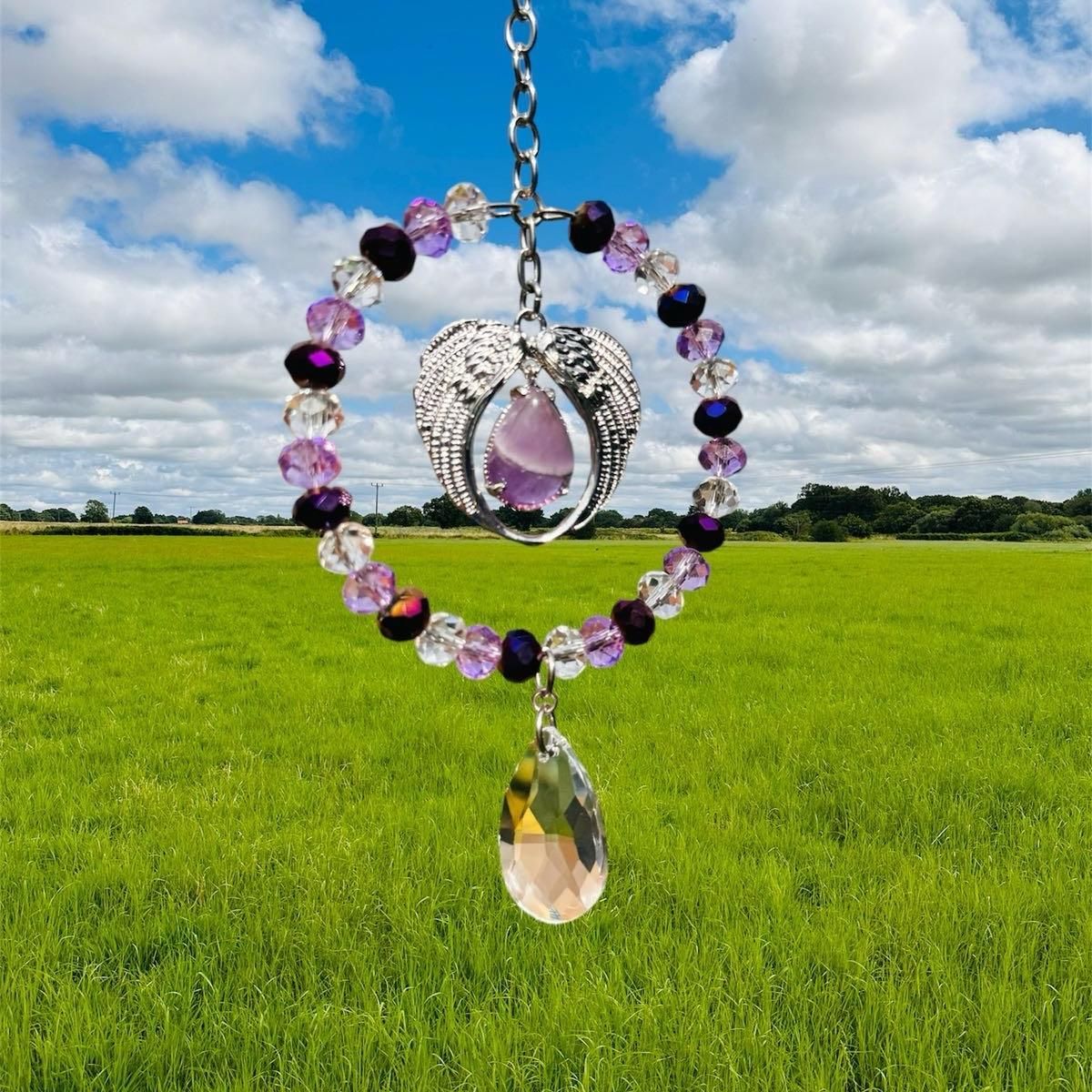 Amethyst Angel Wing Sun Catcher  Available in two sizes