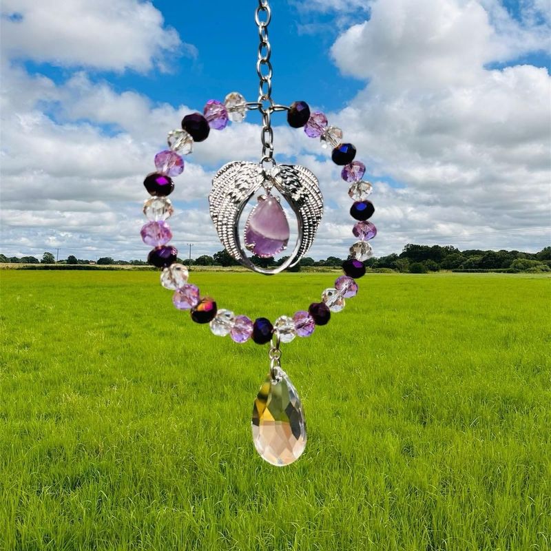 Amethyst Angel Wing Sun Catcher  Available in two sizes