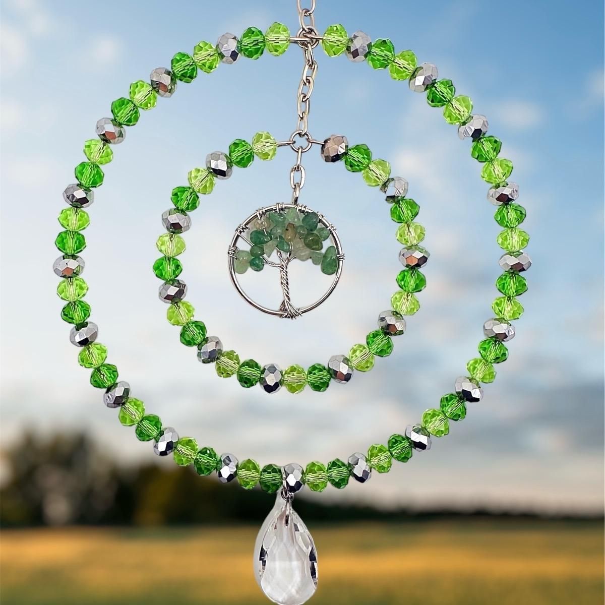 Green Aventurine Tree Of Life Sun Catcher Available In Two Sizes Green Aventurine Tree Of Life Sun Catcher Available In Two Sizes