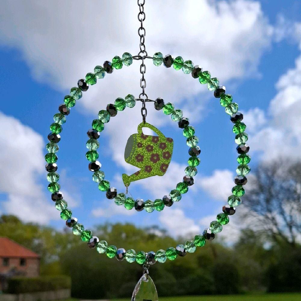 Green Watering Can Sun Catcher Available In Two Sizes