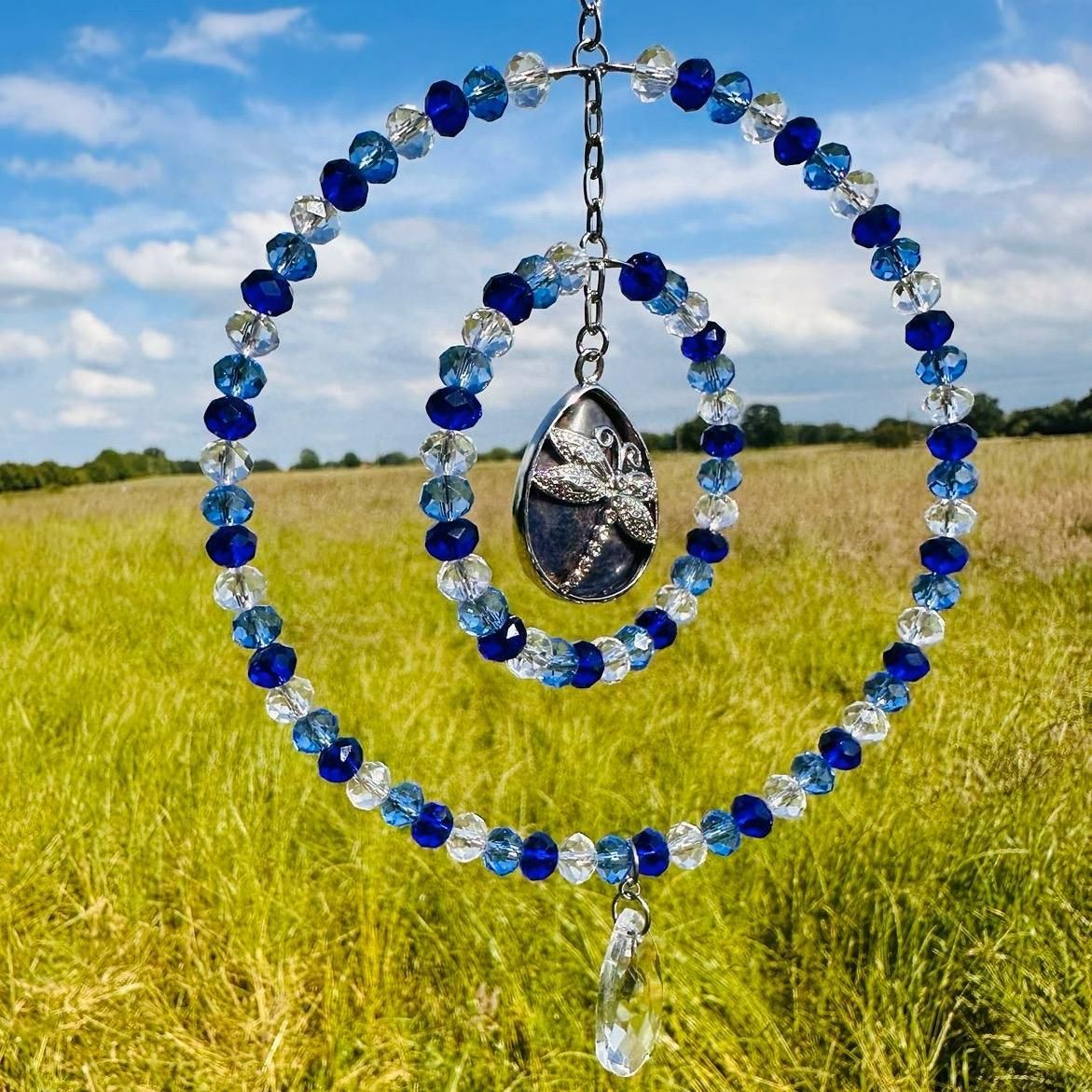 Sodalite Dragonfly Drop Sun Catcher Natural Crystal Available In Two Sizes