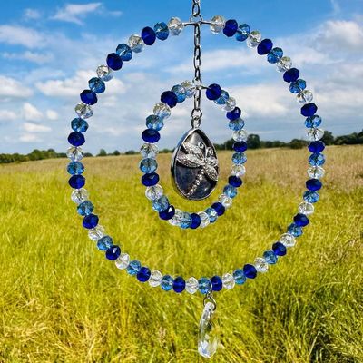 Sodalite Dragonfly Drop Sun Catcher Natural Crystal Available In Two Sizes