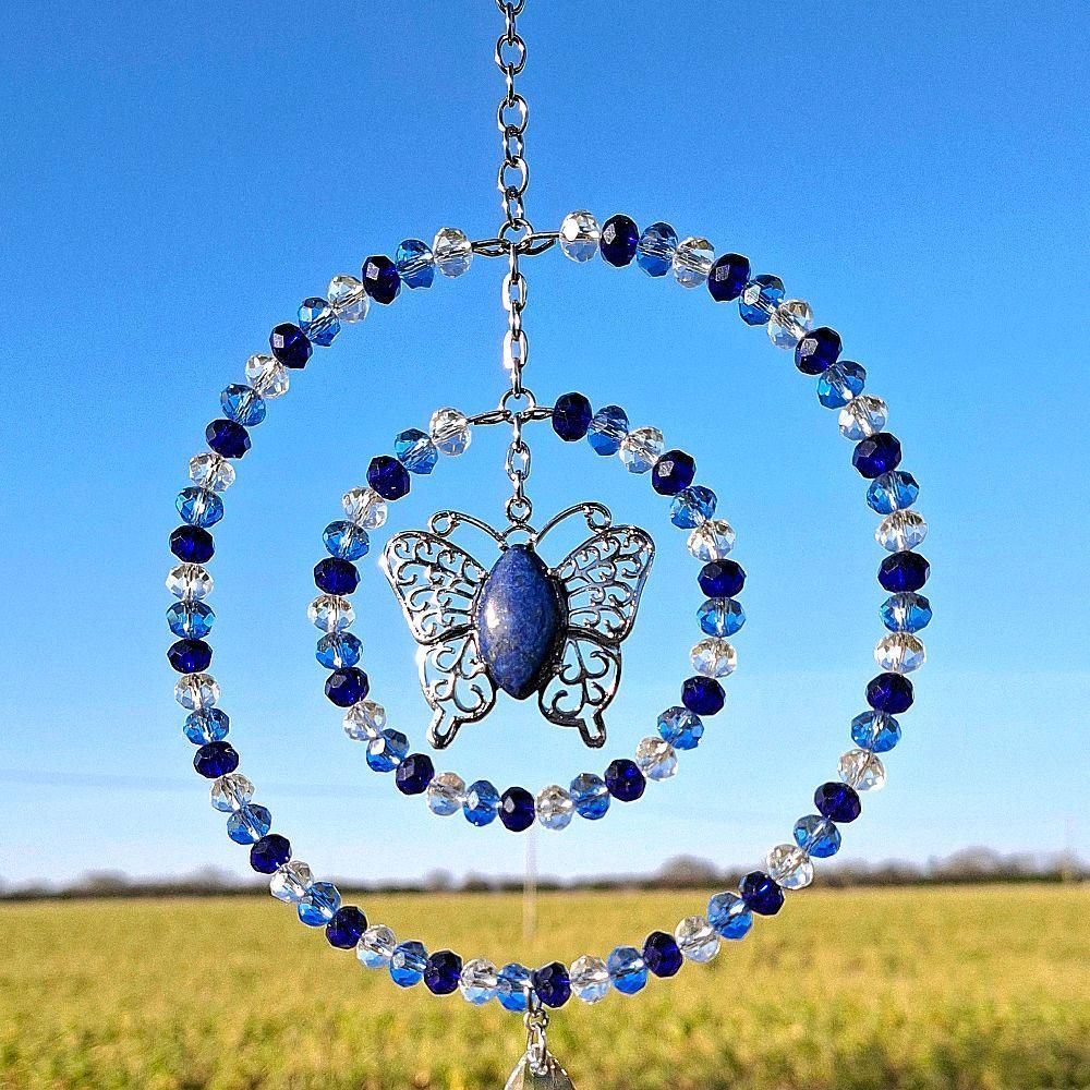 Lapis Lazuli Butterfly Sun Catcher Natural Crystal Available In Two Sizes