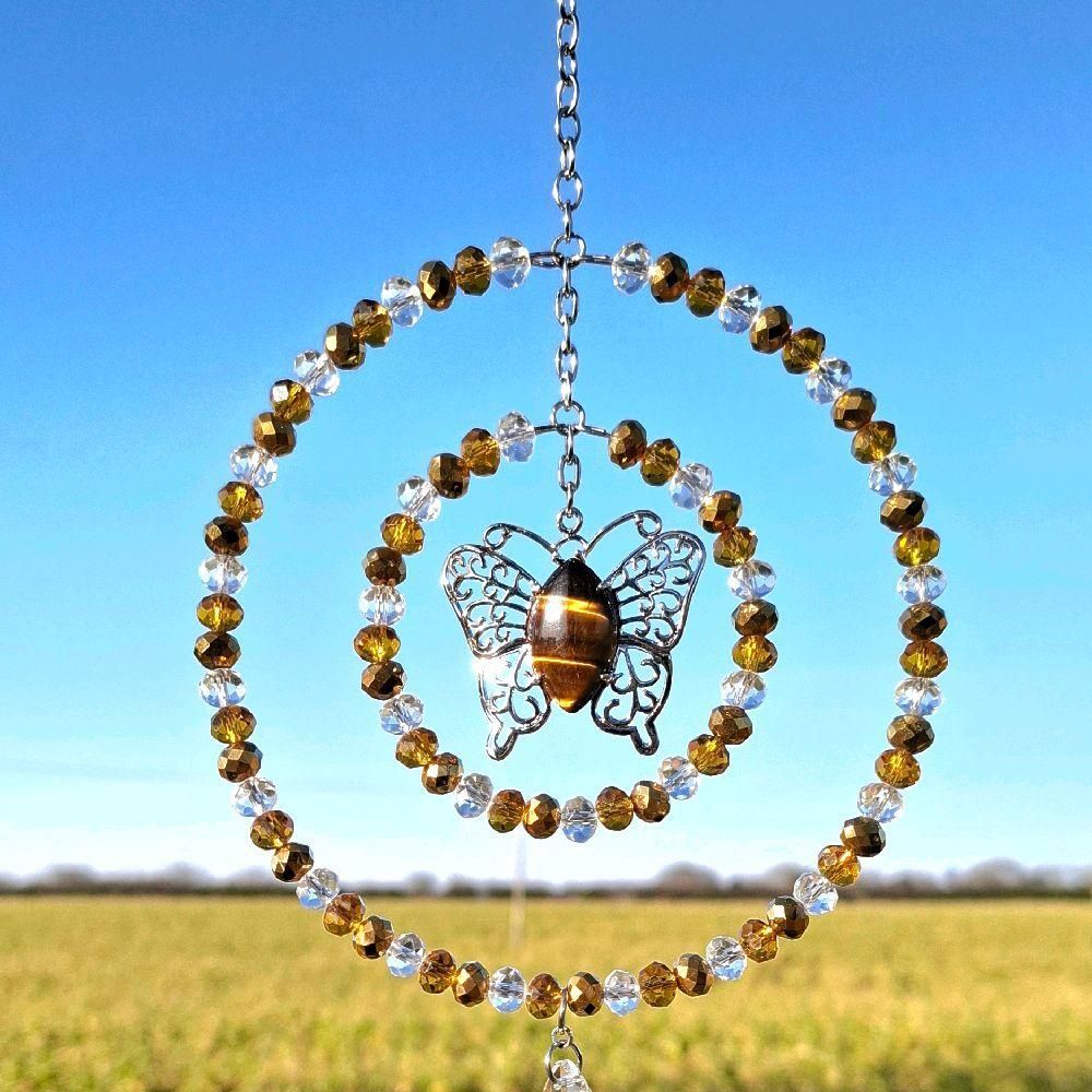 Tigers Eye Butterfly Sun Catcher Natural Crystal Available In Two Sizes Tigers Eye Butterfly Sun Catcher Natural Crystal Available In Two Sizes