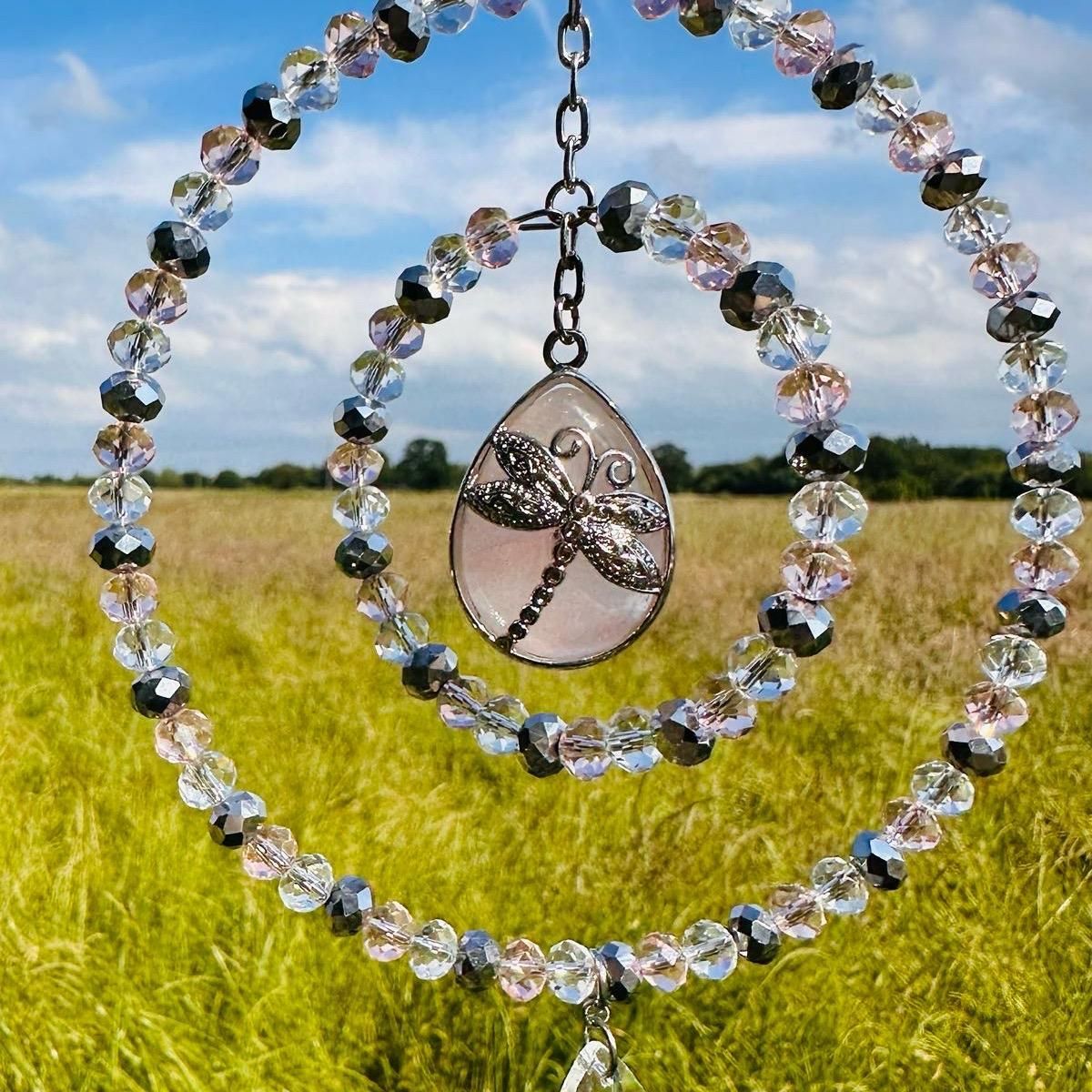 Rose Quartz Dragonfly Drop Sun Catcher Natural Crystal Available In Two Sizes