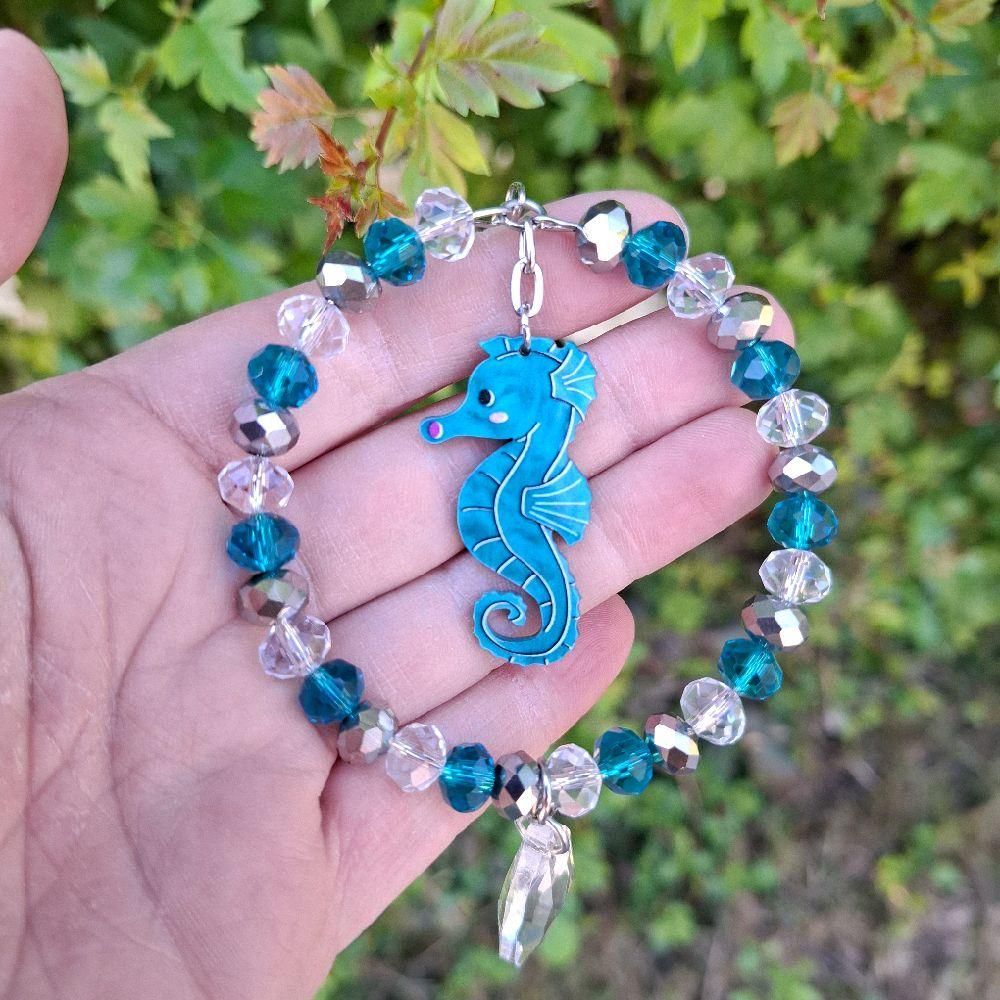 Teal Seahorse Sun Catcher Available In Two Sizes, Size: Standard