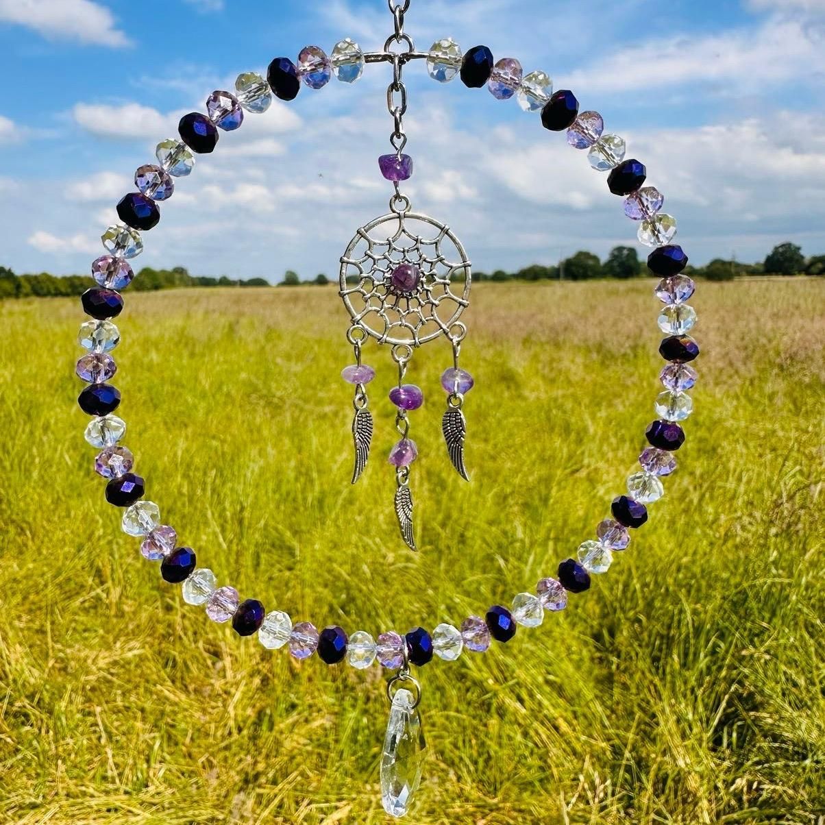 Dream Catcher Sun Catcher Available In Amethyst Or Rose Quartz