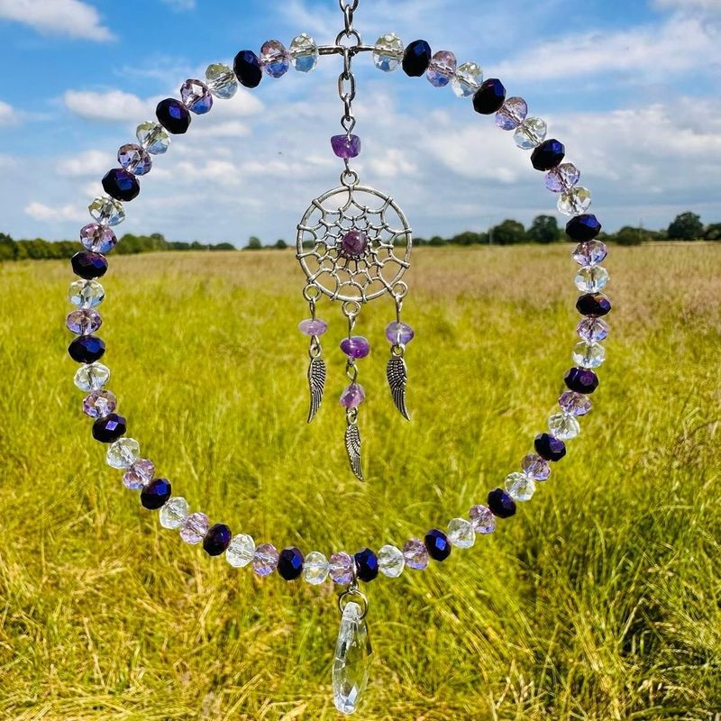 Dream Catcher Sun Catcher Available In Amethyst Or Rose Quartz