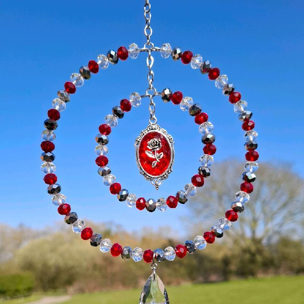 Red Rose Sun Catcher Available In Two Sizes