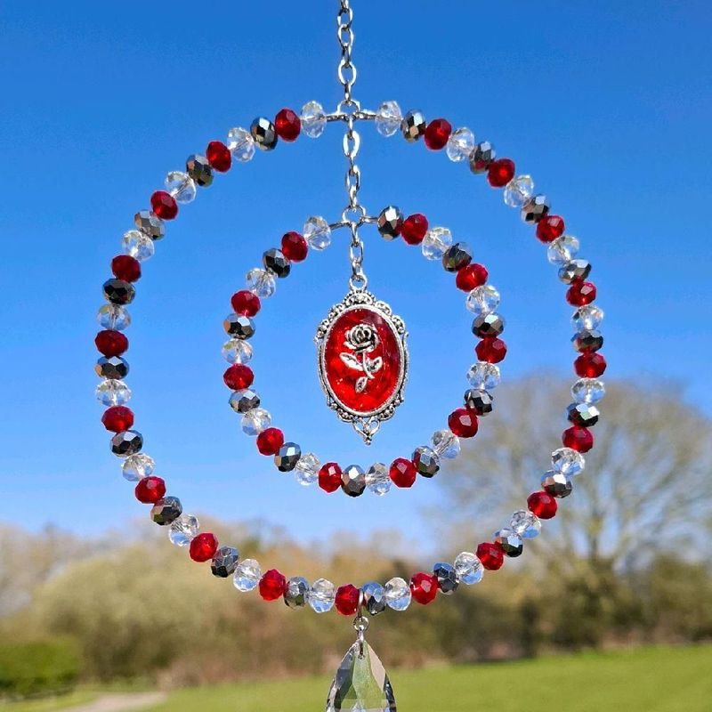 Red Rose Sun Catcher Available In Two Sizes