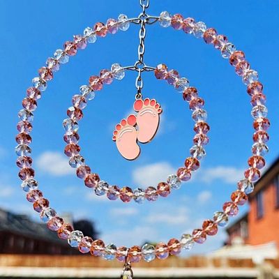 Pink Baby Feet Sun Catcher New Baby Gift Available In Two Sizes