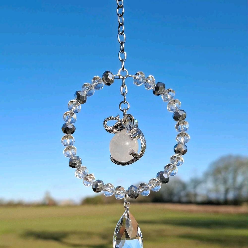 White Quartz Elephant Sun Catcher Available In Two Sizes