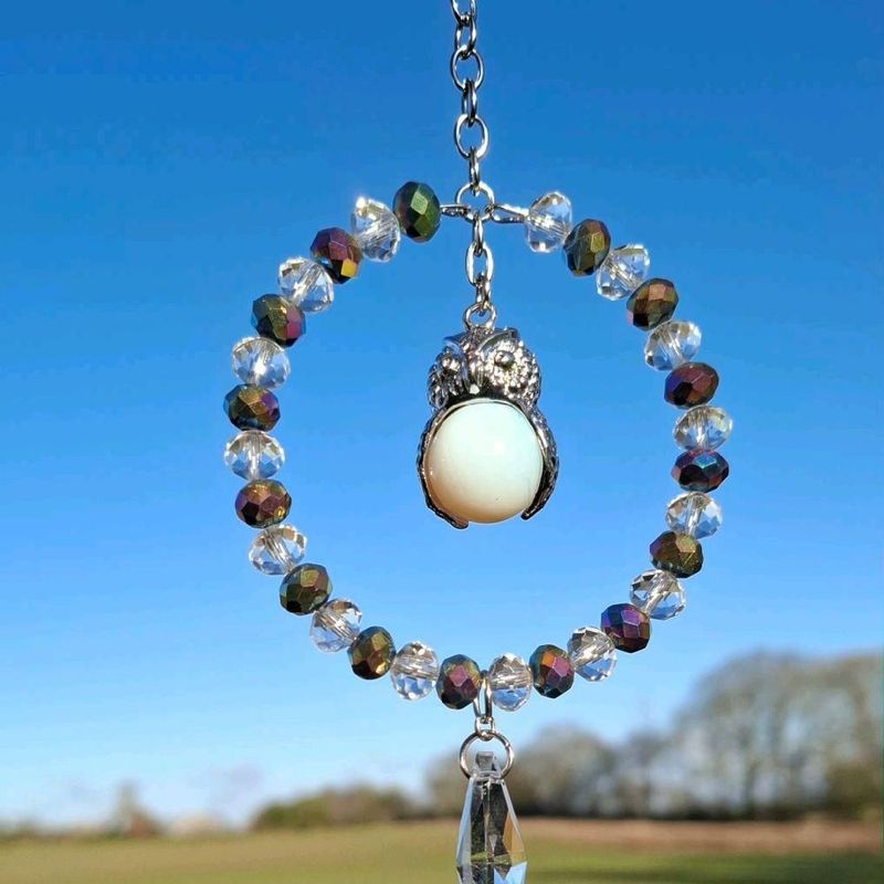 Opalite Owl Sun Catcher Available In Two Sizes