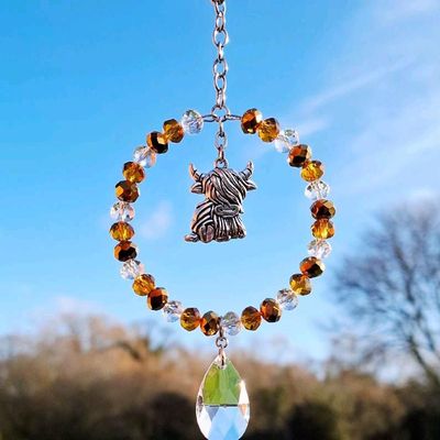 Gold Highland Cow Sun Catcher Available In Two Sizes