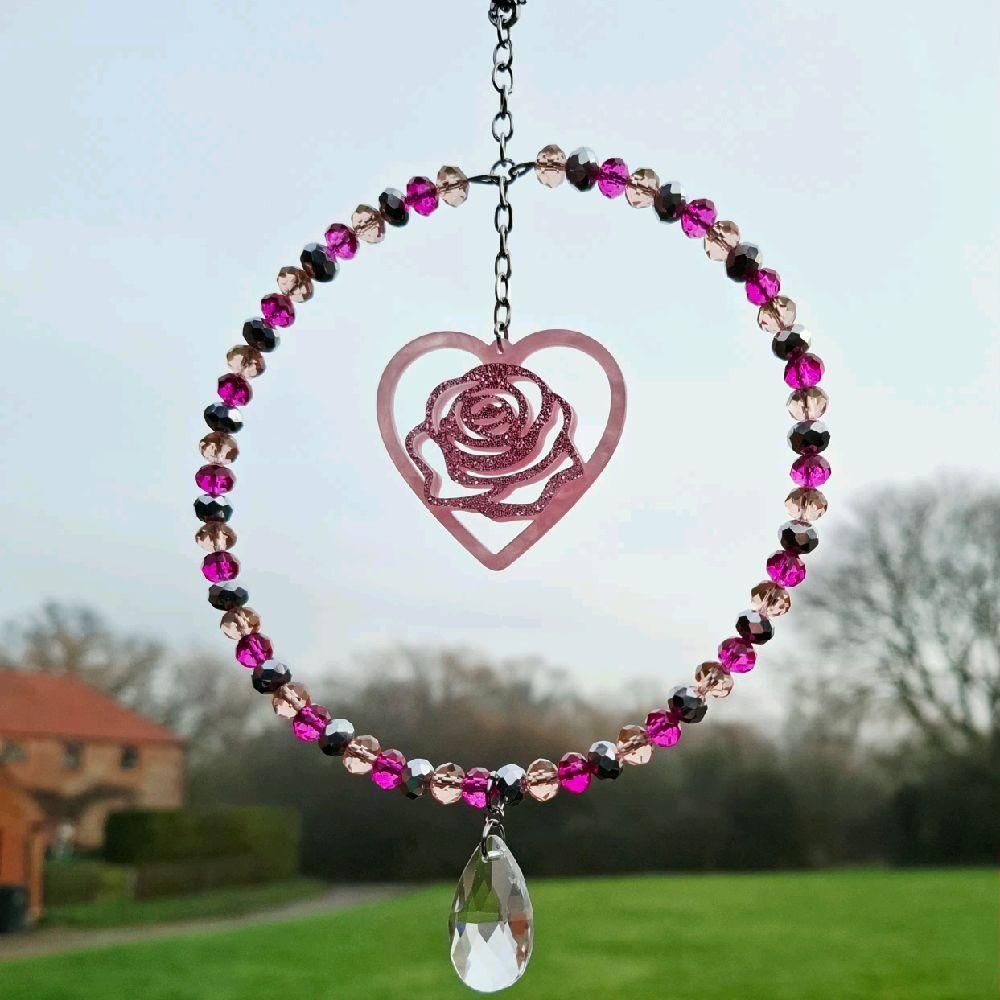 Valentines Rose Sun Catcher Available In Three Colours