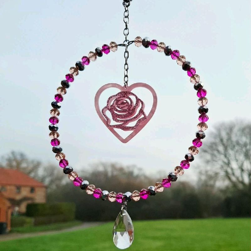 Valentines Rose Sun Catcher Available In Three Colours