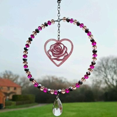 Valentines Rose Sun Catcher Available In Three Colours