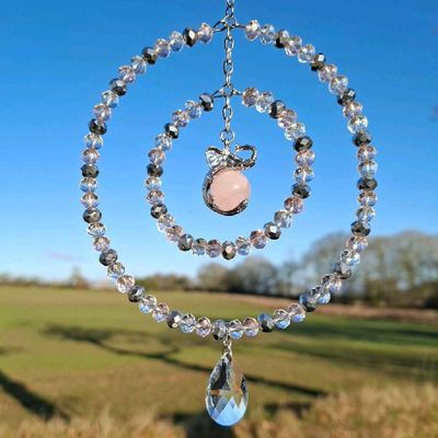 Rose Quartz Elephant Sun Catcher Available In Two Sizes